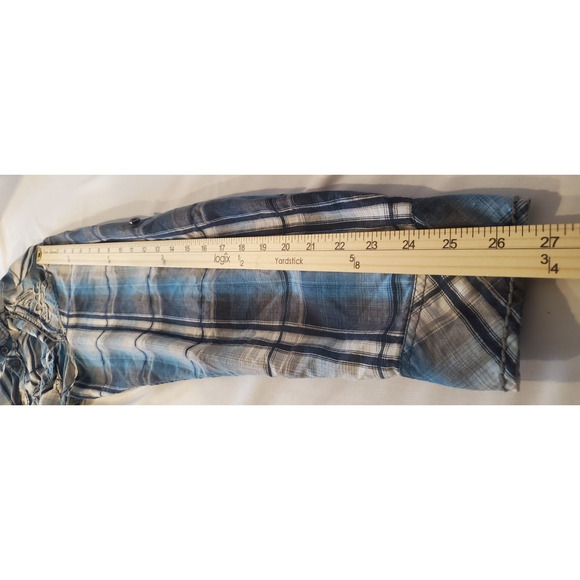 CJ Black Men's Size Large Button Up Plaid Shirt‎ Blue Gray Long Sleeve Slim Fit - Picture 12 of 15